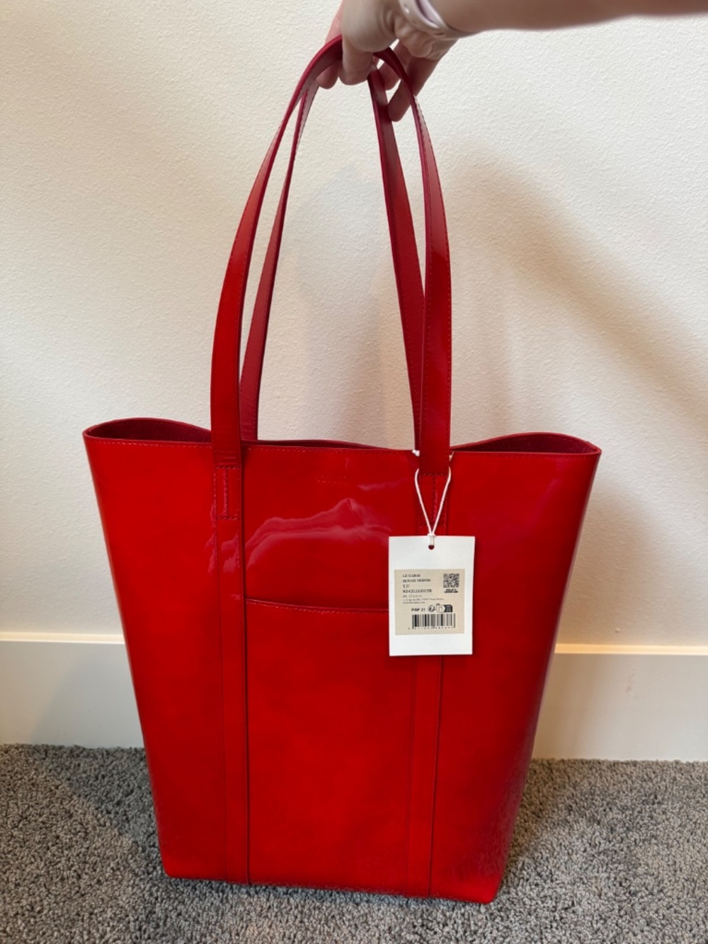 Sezane The Tote Patent Red - Picture 2 of 11